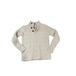 Hope & Henry Cream Cotton Heavy Weight Cable Knit Pullover Sweater Kids Small
